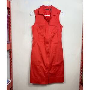 New York & Company Orange Sleeveless Zip Up Dress Size 2